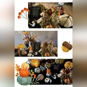 Autumn Harvest Decor Set with Scarecrows and Pumpkins